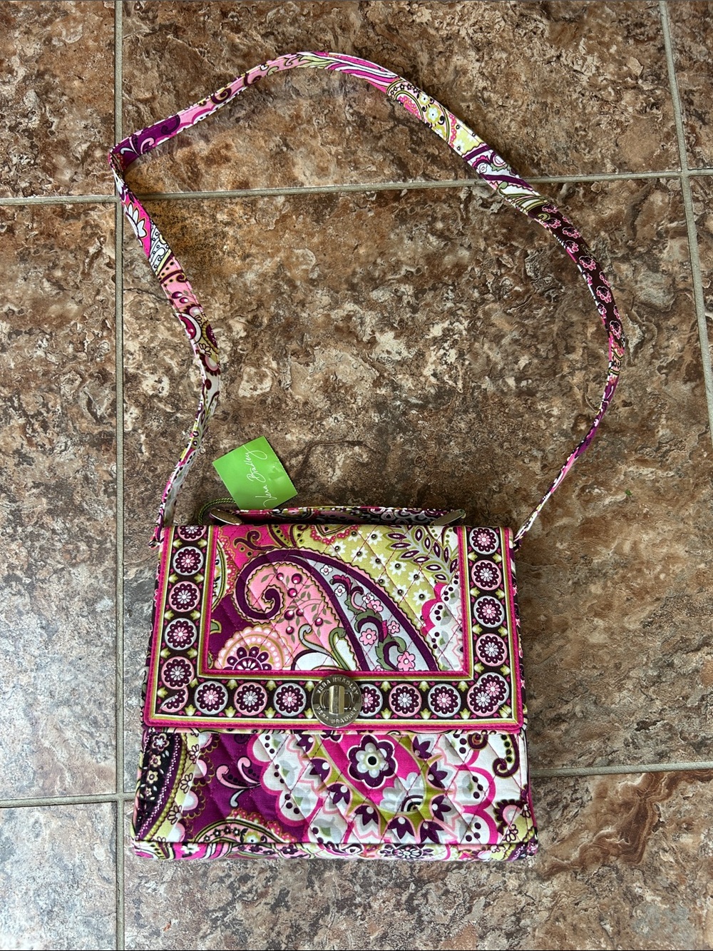 Vera Bradley Fuchsia Pink Paisley Quilted Crossbody